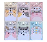 Molain Cute Sticky Notes, 6 paquetes de dibujos animados Sticky Notes animales forma marcadores banderas auto-Stick Memo almohadillas estudiantes casa Oficina regalos Tab suministros 270 hojas