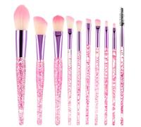 Molain Juego de pinceles de maquillaje de cristal con purpurina, 10 piezas, para base de maquillaje, para polvos, corrector, delineador de ojos, colorete, colorete (color 1)