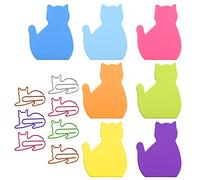 Molain Notas adhesivas para gatos con clips de papel, lindas notas autoadhesivas para gatos, pestañas de índice de gato, almohadillas autoadhesivas para notas, 7 unidades, 210 hojas