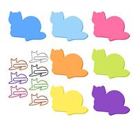 Molain Notas adhesivas para gatos con clips de papel, lindas notas autoadhesivas para gatos, pestañas autoadhesivas para notas, 7 unidades, 210 hojas (B)