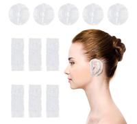 Molain Protectores de oídos desechables impermeables y transparentes, paquete de 100 tapones de ducha de plástico para tinte para el cabello