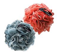 Molanda Esponja de lufa de ducha, bola de cepillo de malla para exfoliación, cuidado esencial de la piel (color graduado), paquete de 2