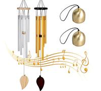 Molbory 2 carillones de viento, 6 tubos de viento Chimes con 2 timbres, carillones de metal para exteriores, decoración del hogar, regalos, campanas de viento para exteriores