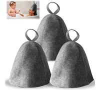 Molbory 3 gorros de fieltro para sauna, gorro de fieltro, gorro de sauna, juego de gorro de sauna, gorro de ducha, gorro de ducha, gorro de ducha, gorro de ducha, accesorio para sauna (gris)