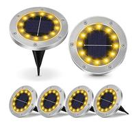 Molbory Luces Solares Exterior, 6 Piezas 12LEDs Luces Solarenterradas, IP65 Impermeable Luces Solar de Tierra, Acero Inoxidable Luz Solar para Jardín Césped Patio Escalera Pasarela - Blanco Cálido