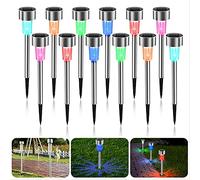 Molbory Luces Solares Exterior Jardín, 12 Piezas Jardín Lámpara de Camino, IP65 Impermeable Luces Led Solares, Acero Inoxidable Farolillos Solares Exterior para Jardín