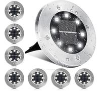 Molbory Luces Solares para Exterior, 8 Piezas 8 LEDs Luz Solar Jardin, IP65 Impermeable Acero Inoxidable Luz Solar, Luces Solares Para Suelo para Jardín Césped Patio Escalera Pasarela - Blanco Frío
