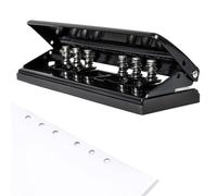 Molbory Perforadora de 6 agujeros - Punzón de escritorio ajustable para A3, A4, A5, B3, B4, B5 - Punzón de encuadernación de metal con 6 hojas de capacidad de punzonado - Negro