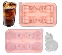 Mold - 4 Cavity Silicone Tray, Cute Kitchen Gadget, Fun Beverage Accessory, Maker for Whiskey Cocktails Wine Bourbon Parties Drinking Food Camping Travel 3D Cat