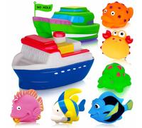 Mold Free Bath Toys for Toddler-1-3 - No Hole Bath Toy for Infants 6-12 Months - Baby Bathtub Water Pool Toys Shower Gifts for 1 2 3 Year Old Boy Girl