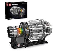 Mold King 10216 Aviación Aviación Turbojet Motor Bloques de Abrazadera Kit de Construcción, 1214+ Piezas 8 Cilindros Bloques con Motor, Juguetes de Construcción para Adolescentes
