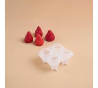 Mold Silicone | 3D Silicone Molds for Candle Making, Reusable 4-Cavity DIY Molds, Realistic Strawberry Candles, Essential Oil & Resin Art Supplies,2ps,SMALL