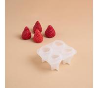 Mold Silicone | 3D Silicone Molds for Candle Making, Reusable 4-Cavity DIY Molds, Realistic Strawberry Candles, Essential Oil & Resin Art Supplies,5ps,MEDIUM