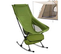 Moldada portátil - Rocker al aire libre plegable de 22 x 20 pulgadas, asiento reclinable del patio con bolsillo de almacenamiento, salón de campamento de viajes compacto | Ocio para la relajación fren