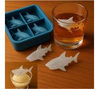 Molde 3D de tiburón para hielo en whisky y cócteles. Silicona, fácil desmolde, reutilizable. ¡Idea para regalo!