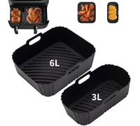 Molde Air Fryer para Philips 3000 Dual Basket 9 litros, plato de silicona Air Fryer para Philips Airfryer Serie 3000 NA350/00, reutilizable molde de silicona Air Fryer para Philips 6/3L(NA350)