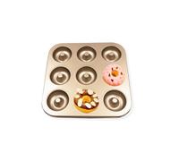 Molde antiadherente de 9 cavidades para cupcakes, bandeja de acero al carbono para hornear magdalenas de donas, magdalenas, color dorado (un estilo)