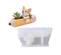 Molde artístico de silicona con diseño de lápiz de perro, molde para recipientes de flores para hacer soportes únicos para plantas, platos de joyería y cubierta, contenedor de plantas pequeño
