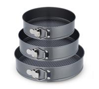 Relaxdays Set Moldes de Bizcocho, 3 Bizcocheras Redondas, 24/26/28 cm Ø, Acero Inoxidable, Antiadherentes, Antracita