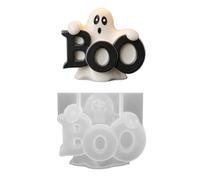 Molde BOO de resina y jabón, molde de fundición de silicona para Halloween para proyectos de cera y yeso, herramienta de decoración de temporada reutilizable para uso doméstico, vela Boo de Halloween,
