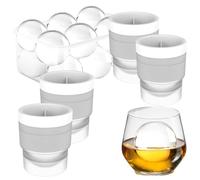 Molde Chiclify para hacer bolas de hielo (6 cm), 2/3/6 piezas, reutilizable, de silicona, grande, redondo, para whisky bourbon y cócteles. Fácil de desmoldar y limpiar. (White,4 PCS)