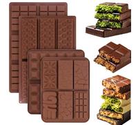 Molde Chocolate Dubai, 4 Piezas Moldes Turron, Molde Tableta Chocolate, Moldes Para Barra De Chocolates Profundos De Silicona Sin BPA, para Dulces, Gelatina, Pudín