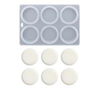 Molde circular de silicona de 6 cavidades, molde de silicona para jabón de forma redonda multiusos para hacer velas de jabón, decoración de pasteles de chocolate y golosinas para fiestas, fundición de