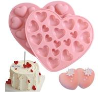 Molde Corazones Silicona, 2 Piezas Moldes Silicona Corazon, Para Hornear Pudines, Pasteles, Dulces, Galletas, Cubitos De Hielo, Hacer Jabón, Fudge y Regalos De Cumpleaños