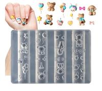Molde creativo para uñas | Decoración 3D para uñas con motivos corazones, nudos y osos - Plantilla de escultura de oso corazón y nudo motivos lindos para salón hogar, manicura, boda