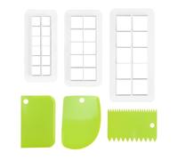 Molde cuadrado de 3 piezas con 3 rascadores, molde para tartas de fondant, cortador de forma geométrica, cortador de galletas, herramienta de corte para hornear