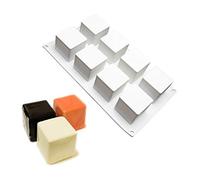 Molde Cuadrado de Silicona, 5x5x5cm, 8 Rejillas, Molde para Hornear Pasteles, Mousse de Chocolate, Moldes de Postre para Jabón, Helado, Trufa, Brownie (Blanco)