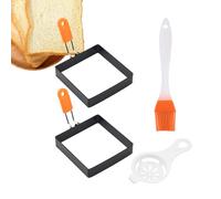 Molde cuadrado para huevos, juego para hacer tortillas, anillo para cocinar huevos, anillos de cocina de acero inoxidable con mango de silicona, utensilios de cocina antiadherentes para