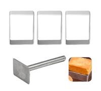 Molde de acero inoxidable con forma rectangular para decoración de tartas, molde de pastel de piña, molde de acero inoxidable con empujador, herramientas de decoración de pasteles, molde de anillo de