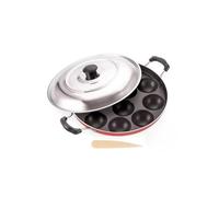 Molde de aluminio antiadherente para Appam Patra de 12 cavidades, con tapa y espátula, Paniyaram Kadhai para el hogar, cocina, restaurante, paquete de 1