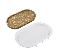 Molde de bandeja de almacenamiento de disco elíptico, moldes de resina epoxi de cristal, cemento de yeso, molde de silicona para manteles individuales