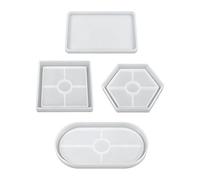 Molde De Bandeja De Silicona - 4 Piezas De Silicona Flexible Y Duradero, Kit De Artesanía De Posavasos para Resina De Bricolaje, Molde Decorativo Multiusos, Accesorio De Mesa Artística | para