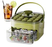 Molde De Bloques De Hielo, Easy Press Ice Maker, Cubitera Con Tapa Y Almacenaje, Máquina Para Hacer Hielo Con 25 Rejillas Para Cajón, Molde Para Cubitos Hielo De Un Toque Y Fácil Apertura