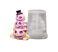 Molde de calavera de calabaza de Halloween - Molde reutilizable de 3 capas con sombrero de copa - Molde de caramelo de calabaza - para velas de jabón de gomitas, manualidades, fiestas, aula, chocolate