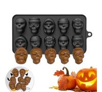 Molde de calavera para caramelos | Moldes de silicona de calavera de Halloween de 10 cavidades, herramienta de horneado de Halloween, bandeja para hacer postres de cocina, para aperitivos, chocolate