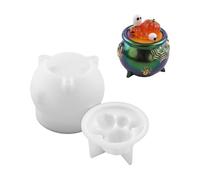 Molde de caldero de silicona reutilizable para fundición de resina, recipientes de dulces de Halloween, brujas y decoraciones de fiesta temática, molde de tarro de resina epoxi de Halloween