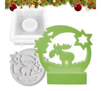 Molde de candelabro de Navidad, molde de candelabro de resina para velas de té de Navidad - Molde de silicona para velas de alce navideñas - Moldes de yeso de silicona, molde ornamental de resina y ci