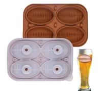 Molde De Caramelo Fútbol,3D A 4 Cavidades,Molde De Silicona Temático Deportivo | Para Bar Whisky Cócteles Café Agua Refrigerador Congelador Pastel Chocolate Dulces Bola de Hielo