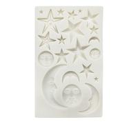 Molde de chocolate con forma de cara de estrella y luna para fondant, suministros profesionales para hornear, molde de jabón hecho a mano