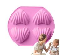 Molde de chocolate con forma de corazón, 4 cavidades de silicona, moldes para cuencos marinos, herramienta para fondant con no tick, dulces, galletas, gelatina, jabón, pan, postre, aperitivo, comida