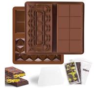 Molde de chocolate de silicona, molde profundo de chocolate con rascador y bolsa, molde de chocolate antiadherente, molde de silicona para cereales, moldes grandes rectangulares de barra de cereales