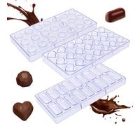 Molde de chocolate Dubai, 3 piezas de plástico duro de grado alimenticio para Dubai, chocolate, rectángulo, corazón, molde de chocolate profundo para bombones, dulces, utensilios de horneado DIY para