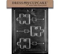 Molde de chocolate para decorar mi cupcake con forma de piruleta y pieza de rompecabezas para concienciar sobre el autismo