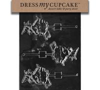 Molde de chocolate para dulces Dress My Cupcake, piruleta de bruja en escoba para Halloween