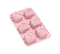 Molde de chocolate para fondant de 6 cavidades en forma de corazón/casa, herramienta para hornear pasteles, molde de adorno de silicona de jabón hecho a mano, moldes de fondant fáciles de limpiar,