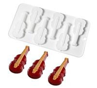 Molde de chocolate para violín, molde de silicona para violín para guitarra musical de 6 cavidades, molde de jabón con colgante de chocolate para decoración de pasteles